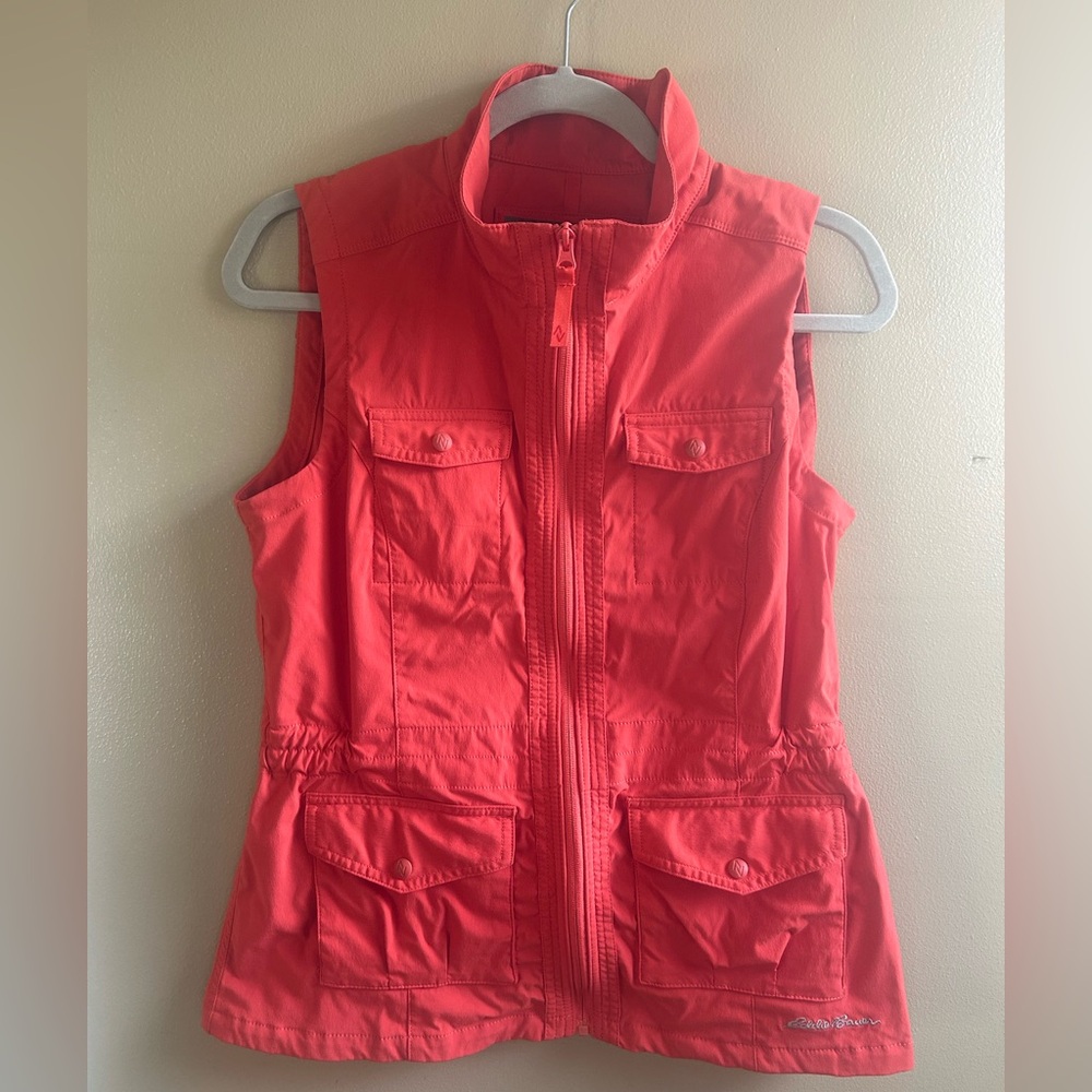 Eddie Bauer orange Travex cargo vest Medium M outdoor Fishing Utility gorpcore
